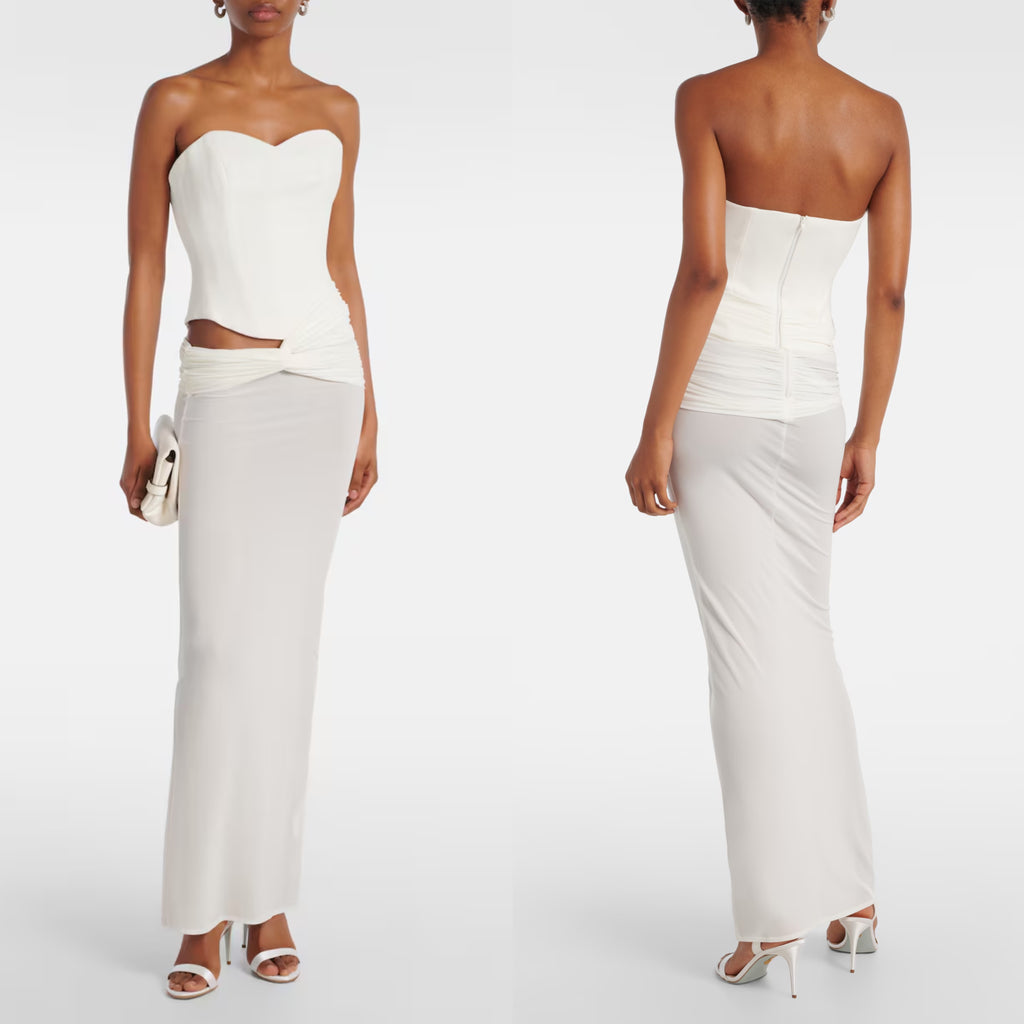 Alex Perry / Draped Crêpe Jersey Corset Maxi Dress / Size 8