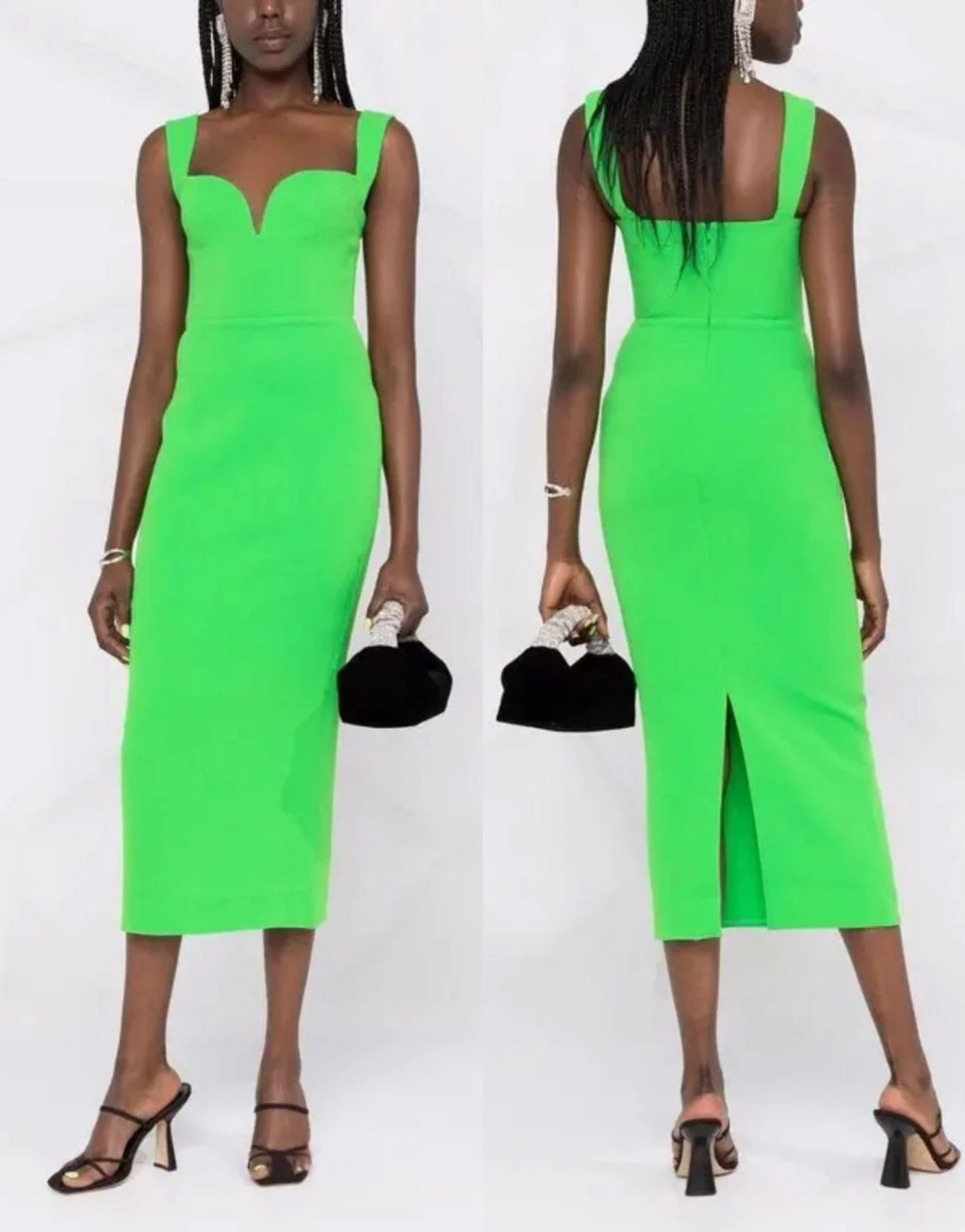 ALEX PERRY / Spencer Crepe Sweetheart Midi Dress / Size 6