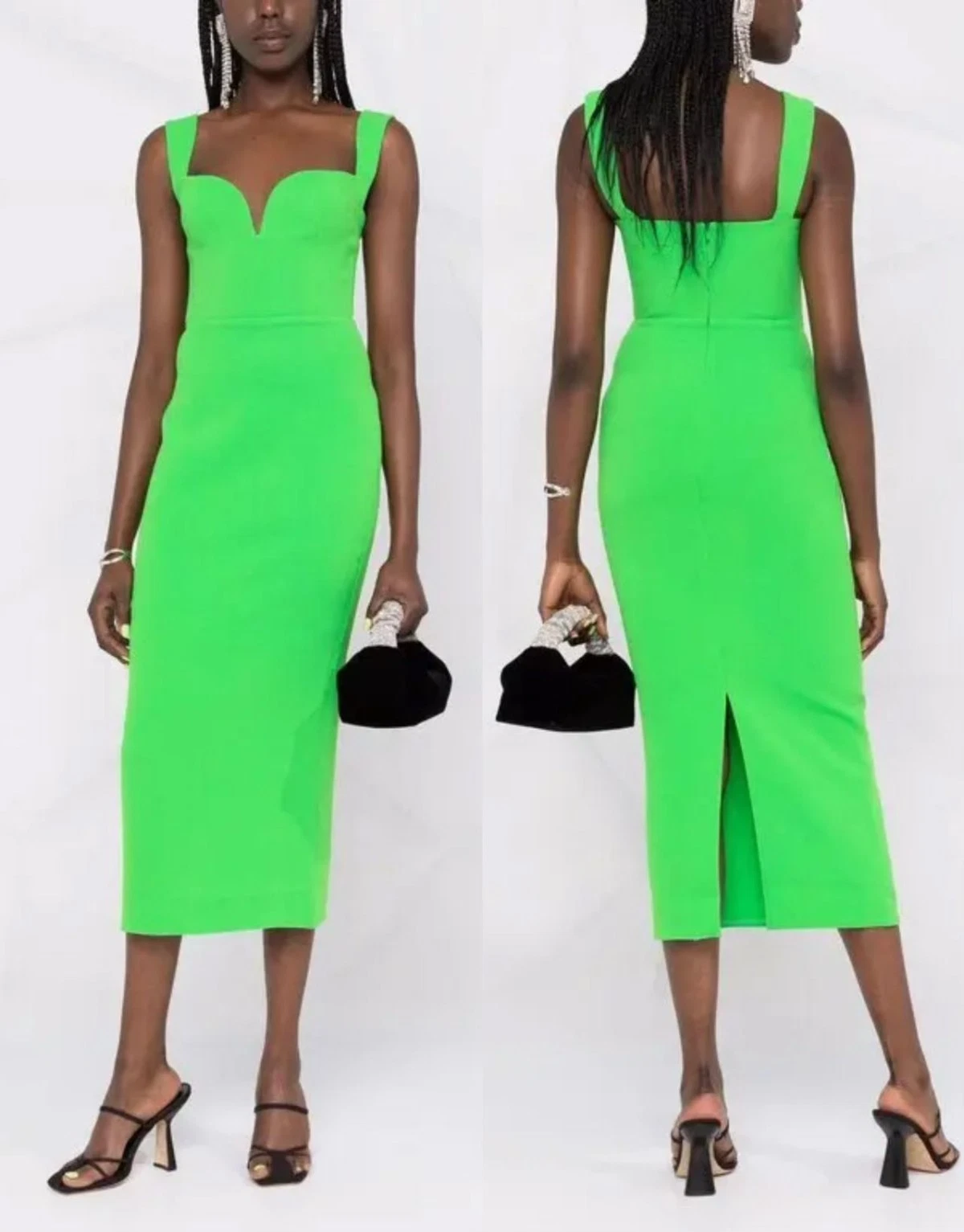 ALEX PERRY / Spencer Crepe Sweetheart Midi Dress / Size 6