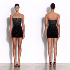 Alex Perry / Strapless Sweetheart Crystal-Embellished Velvet Mini Dress / Size 8