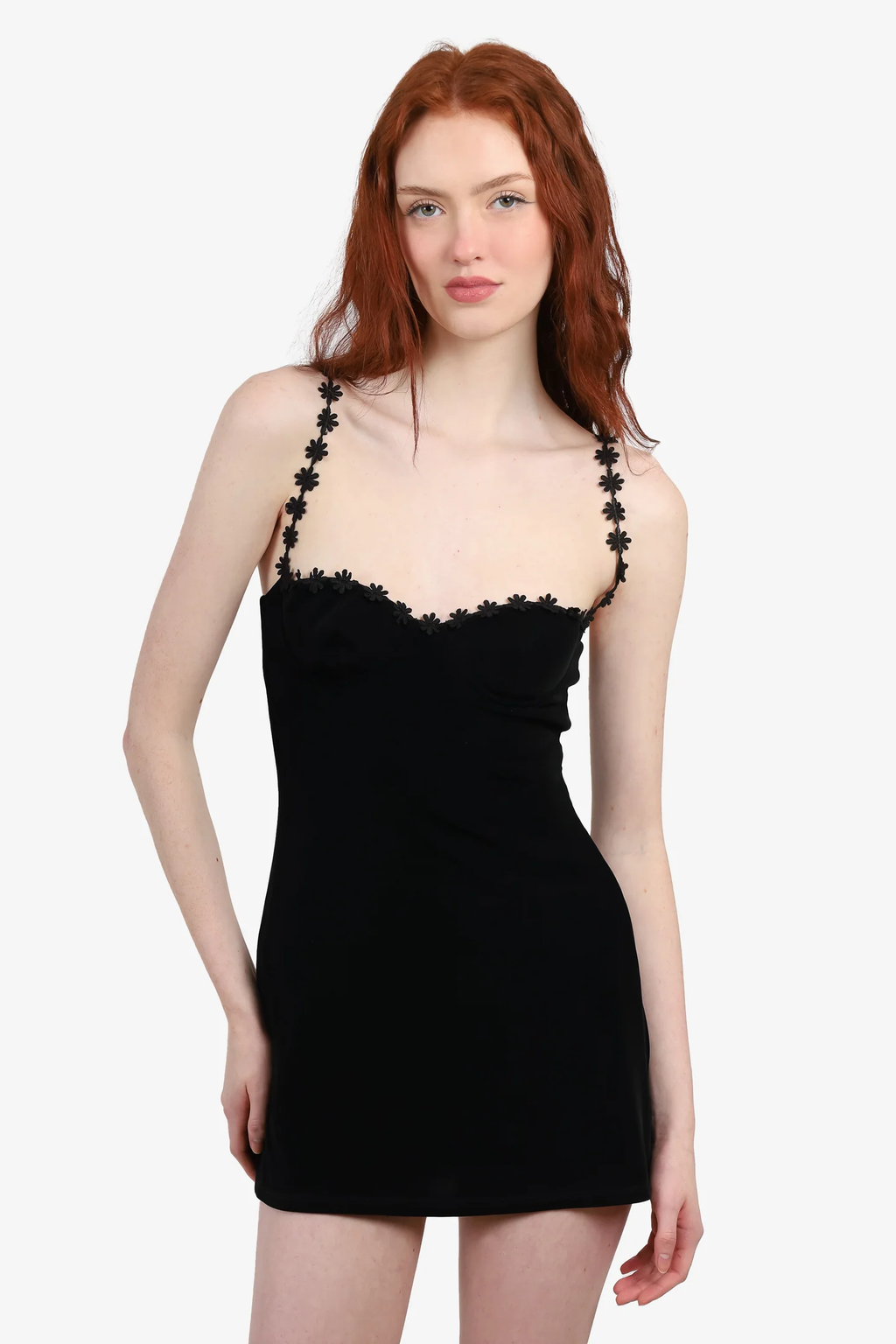 MIRROR PALAIS / Black Daisy Mini Dress / Size L