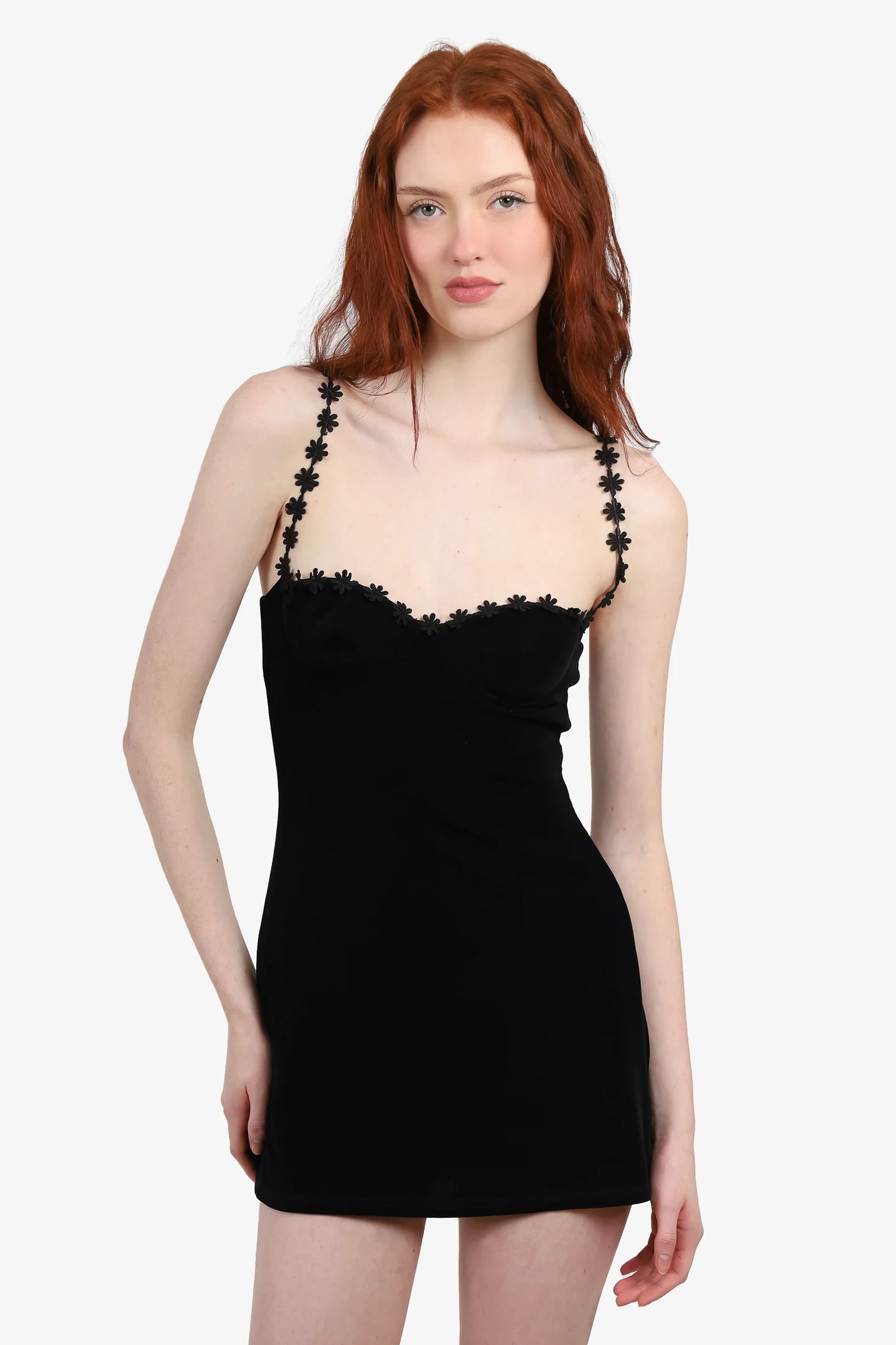MIRROR PALAIS / Black Daisy Mini Dress / Size L