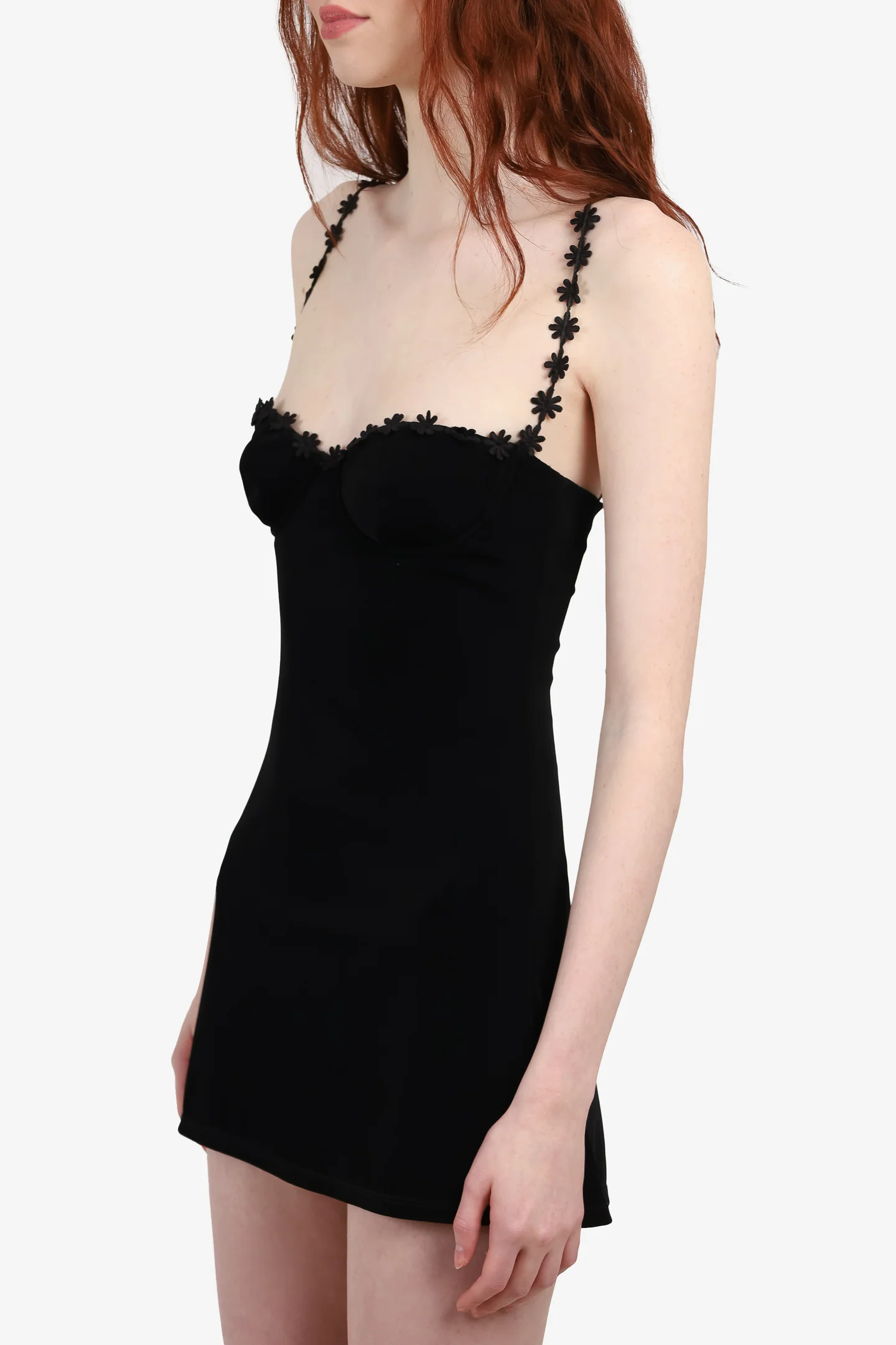 MIRROR PALAIS / Black Daisy Mini Dress / Size L