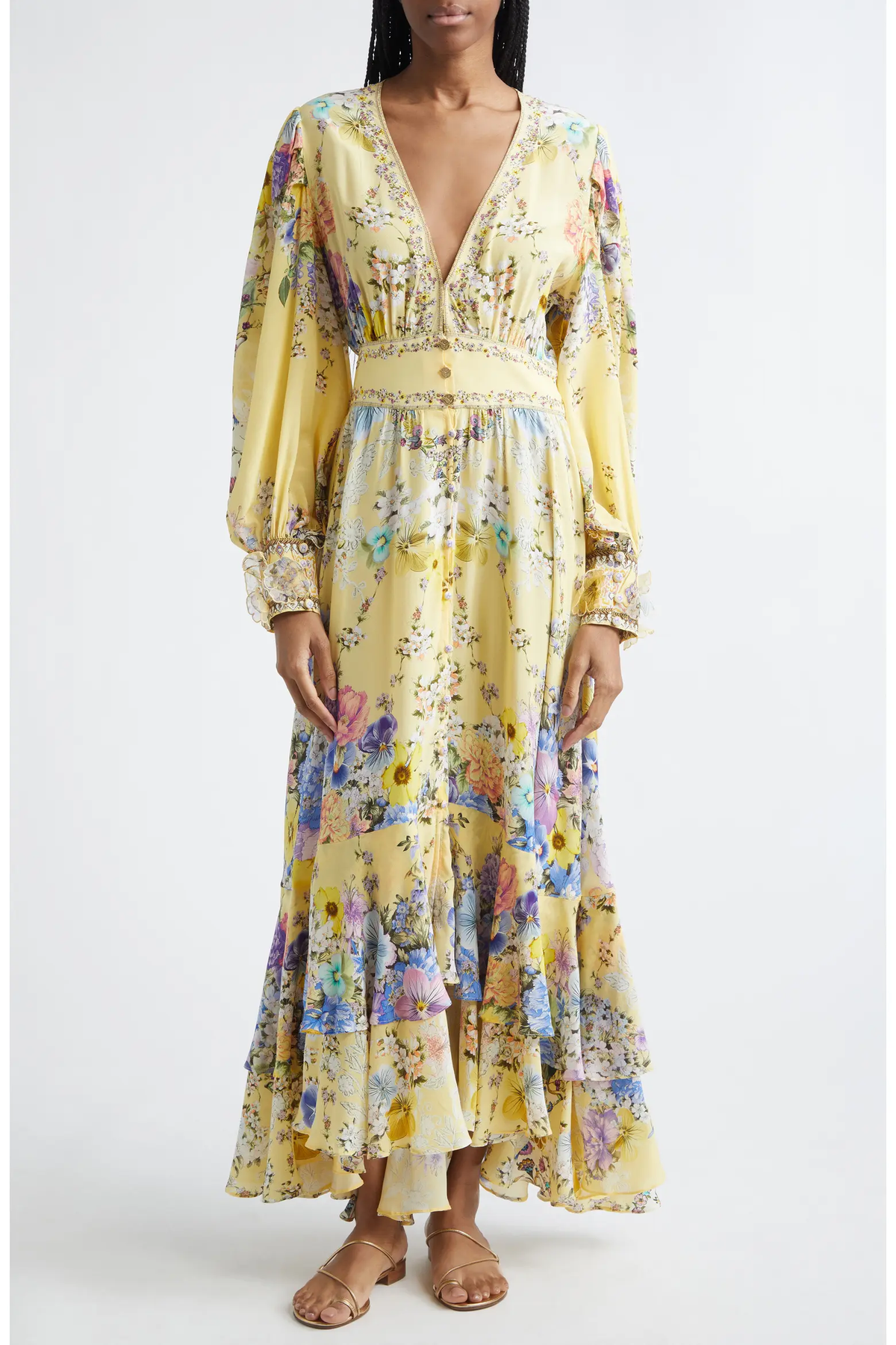 CAMILLA / FLORAL SILK MAXI DRESS