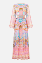 CAMILLA / PASTEL BAROQUE SILK MAXI DRESS