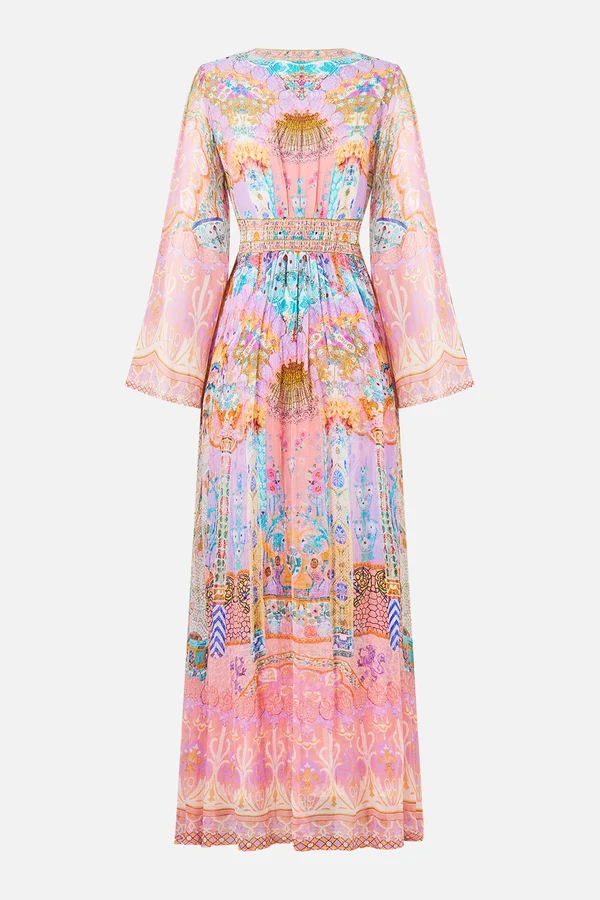 CAMILLA / PASTEL BAROQUE SILK MAXI DRESS