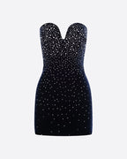 Alex Perry / Strapless Sweetheart Crystal-Embellished Velvet Mini Dress / Size 8