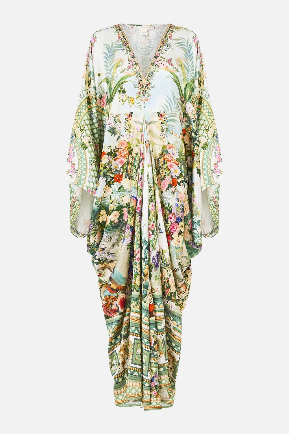 CAMILLA / FLORAL SILK MAXI KAFTAN