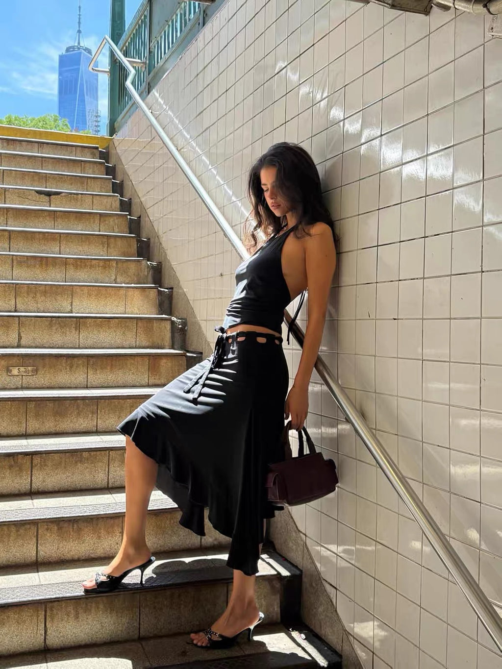 WITH JÉAN / BLACK HALTER TOP