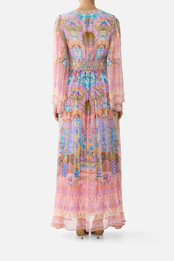 CAMILLA / PASTEL BAROQUE SILK MAXI DRESS