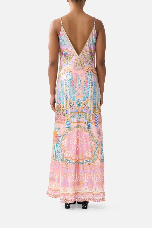 CAMILLA / PASTEL BAROQUE SILK MAXI DRESS