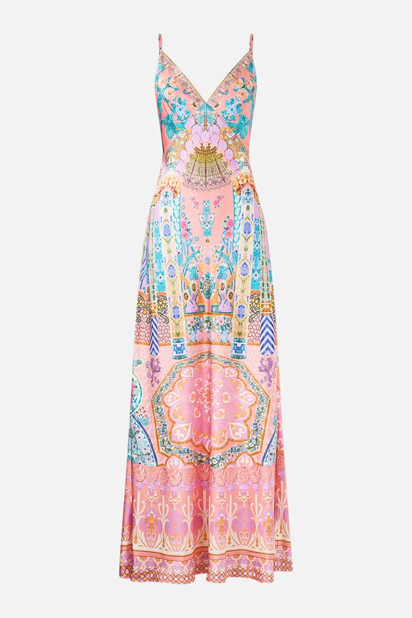 CAMILLA / PASTEL BAROQUE SILK MAXI DRESS